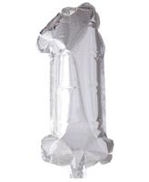 Folie ballon nummer '1' zilver 40cm - thumbnail