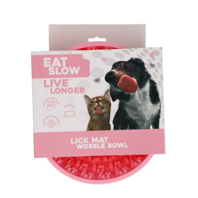 Eat Slow Live Longer Lick Mat Wobble Bowl Roze