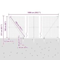 VidaXL Hek met paal grijs 1,6 x 10 m staal en pvc - thumbnail