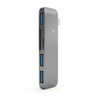 SATECHI Aluminium Type-C USB 3.0 3-in-1 Combo Hub Adapter - 3 USB 3.0 Poorten En Micro/SD Kaartlezer - Voor M2/ M1 Macbook Pro/Air, M2/ M1 iPad Pro/Air, M2 Mac Mini, iMac M1 (Spacegrijs) - thumbnail
