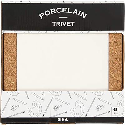 Creativ Company Onderzetter met lijst van kurk, afm 15,5x15,5x1 cm, wit, 2 stuk/ 1 doos