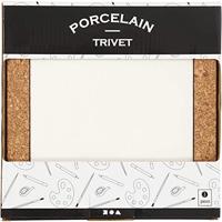 Creativ Company Onderzetter met lijst van kurk, afm 15,5x15,5x1 cm, wit, 2 stuk/ 1 doos - thumbnail