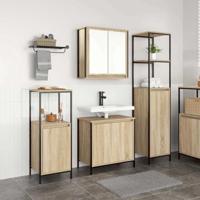 Badkamermeubelset 3 pcs Sonoma Eiken en Zwart Bewerkt hout - thumbnail