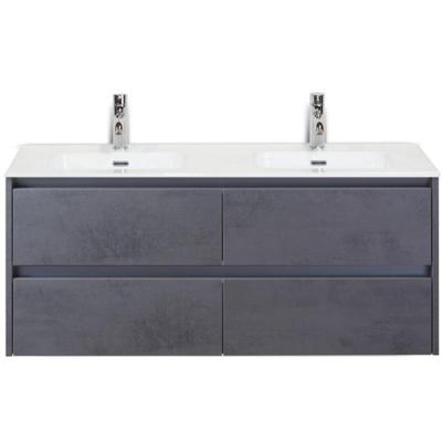 Dante Badmeubelset 120 cm - 4 Laden Beton Antraciet - Keramische Wastafel Wit Cover