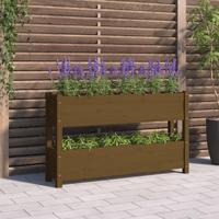 Plantenbak 112x25x66 cm massief grenenhout honingbruin - thumbnail