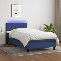 Boxspring met matras en LED stof blauw 100x200 cm - thumbnail