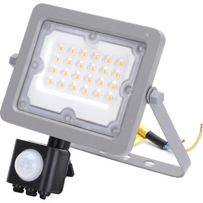 LED Bouwlamp 20W met Sensor - Natuurlijk Wit 4000K - IP65 Waterdicht - Kantelbaar - Mat Grijs Aluminium