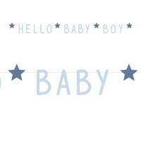 Letterslinger &apos;Hello Baby Boy&apos; Sterren Blauw (1,4m) - thumbnail