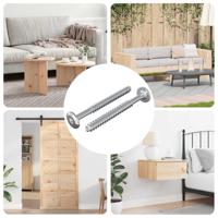 Houten Schroeven 2 pcs Zilver M6 x 70 mm Staal - thumbnail