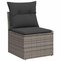 10-delige Loungeset met kussens poly rattan acacia grijs - thumbnail