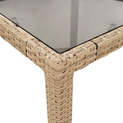 3-delige Tuinset met kussens poly rattan en glas beige