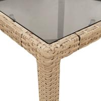 Tuintafel met glazen blad 190x90x75 cm poly rattan beige - thumbnail