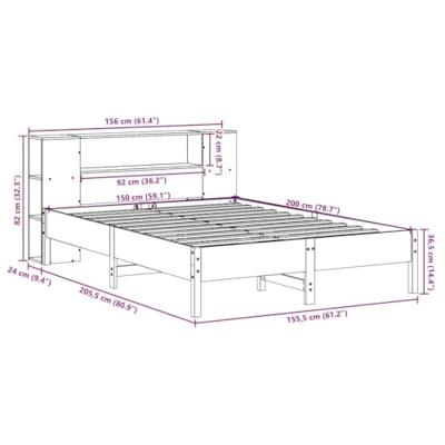 Bed met boekenkast zonder matras grenenhout wit 150x200 cm