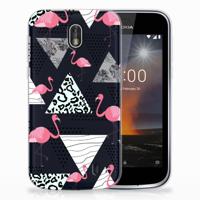 Nokia 1 | TPU Hoesje | Flamingo Triangle - thumbnail
