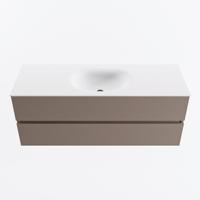 MONDIAZ VICA 130cm badmeubel onderkast Smoke 2 lades. Wastafel MOON midden 1 kraangat, kleur Talc. - thumbnail