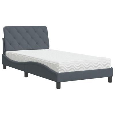 Bed met matras fluweel donkergrijs 120x200 cm - thumbnail
