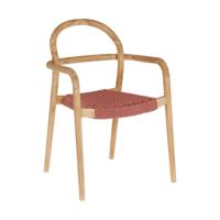 Kave Home - Sheryl stoel in massief eucalyptus en terracotta touw FSC - thumbnail