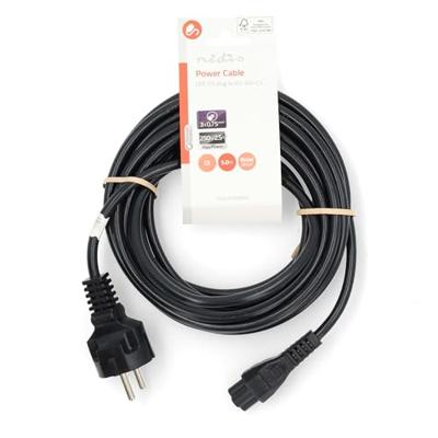 Nedis CEGL10130BK50 Stroomkabel Type F (cee 7/7) Male Iec-320-c5 Recht Recht Vernikkeld 5.00 M Rond Pvc Zwart Label
