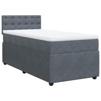 Boxspring met matras fluweel donkergrijs 90x200 cm - thumbnail