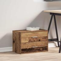 Kast met 2 lades 60x31x40 cm bewerkt hout oud houtkleurig - thumbnail