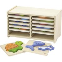 VIGA puzzelrek met 12 legpuzzels, h: 17,5 cm, l: 31,5, b: 16 cm, 2 delen, 12 onderdelen/ 1 set - thumbnail