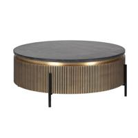 Richmond Ronde Salontafel 'Ironville' Ø90cm, goud / zwart marmer - thumbnail