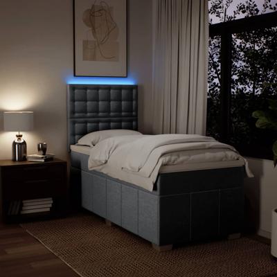 Boxspring met matras stof lichtgrijs 90x190 cm - thumbnail