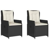 Tuinstoelen 2 st verstelbaar poly rattan zwart - thumbnail