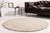 Designtapijt WOL 150cm beige rond wol handgemaakt - 43056 - thumbnail
