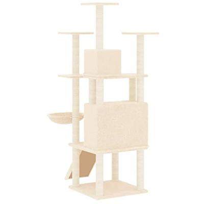 VidaXL Kattenmeubel met sisal krabpalen 154 cm crèmekleurig - thumbnail