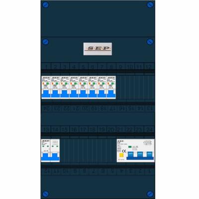 SEP 8 groepenkast 8 aardlekautomaten B16 30mA krachtgroep aardlekautomaat B16 30Ma 400V 3910240091