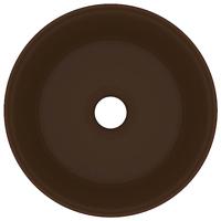 VidaXL Wastafel rond 40x15 cm keramiek mat donkerbruin - thumbnail