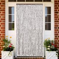 VidaXL Vliegengordijn 118x220 cm chenille taupe en wit - thumbnail