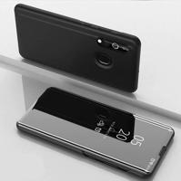 Galvaniseren spiegel horizontale Flip lederen case voor Samsung A20 E met houder (zwart) - thumbnail