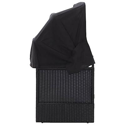 Loungebank met luifel poly rattan zwart Loungebank met luifel poly rattan zwart