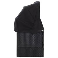 Loungebank met luifel poly rattan zwart - thumbnail