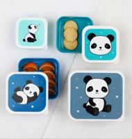 A Little Lovely Company eetset Panda junior polyetheen blauw 4 delig - thumbnail