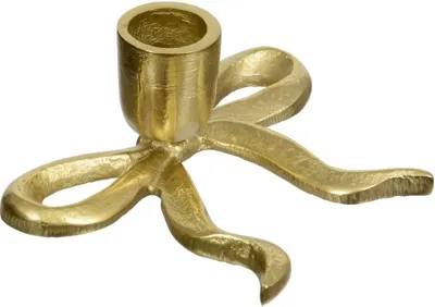 Decoris kandelaar aluminium strik 12x9.5x5cm goud