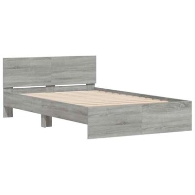 Bedframe met hoofdeinde en LED grijs sonoma eiken 135x190 cm