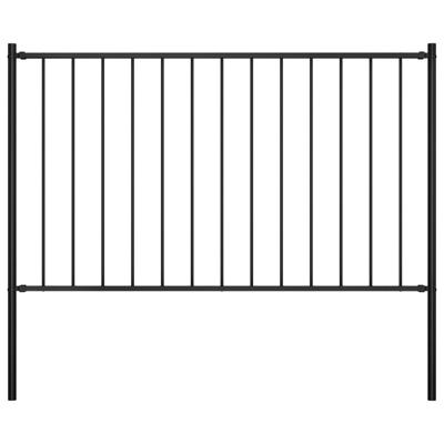 VidaXL Hekpaneel met palen 1,7x1 m gepoedercoat staal zwart