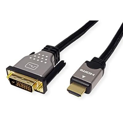 ROLINE Monitorkabel DVI (24+1) - HDMI, M/M, zwart / zilver, 1 m ROLINE Monitorkabel DVI (24+1) - HDMI, M/M, zwart / zilver, 1 m