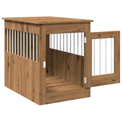 VidaXL Hondenbench 55x80x68 cm bewerkt hout artisanaal eikenkleurig VidaXL Hondenbench 55x80x68 cm bewerkt hout artisanaal eikenkleurig