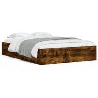 Bedframe met lades bewerkt hout gerookt eikenkleurig 135x190 cm - thumbnail