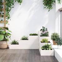 Plantenbak 4-laags 80,5x79x36 cm massief grenenhout wit - thumbnail