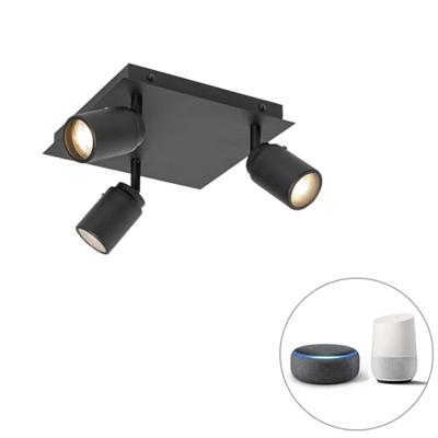 QAZQA Smart badkamer spot zwart vierkant IP44 incl. 3 Wifi GU10 -