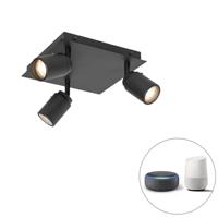 QAZQA Smart badkamer spot zwart vierkant IP44 incl. 3 Wifi GU10 - - thumbnail