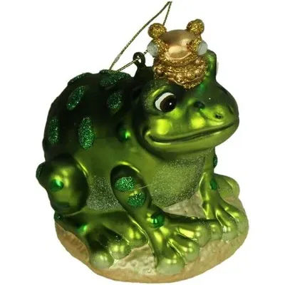 Kersten Ornament Kerstoetel met kroon glas groen 10.2cm