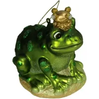 Kersten Ornament Kerstoetel met kroon glas groen 10.2cm - thumbnail