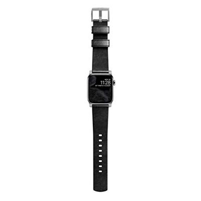Nomad Modern leather band black / silver hardware (45-49mm) - Black