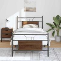 Bedframe zonder matras bewerkt hout bruin eikenkleur 90x200 cm - thumbnail